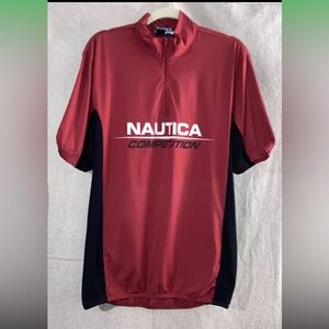 Vintage Men’s Nautica Competition XL Cycling Jersey 1/4 Zip Red & Black Spellout